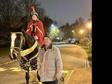 Carole Zuberbühler und Alfons Haag - beide Darsteller des St. Martin in unserer Pfarrei St. Stefan