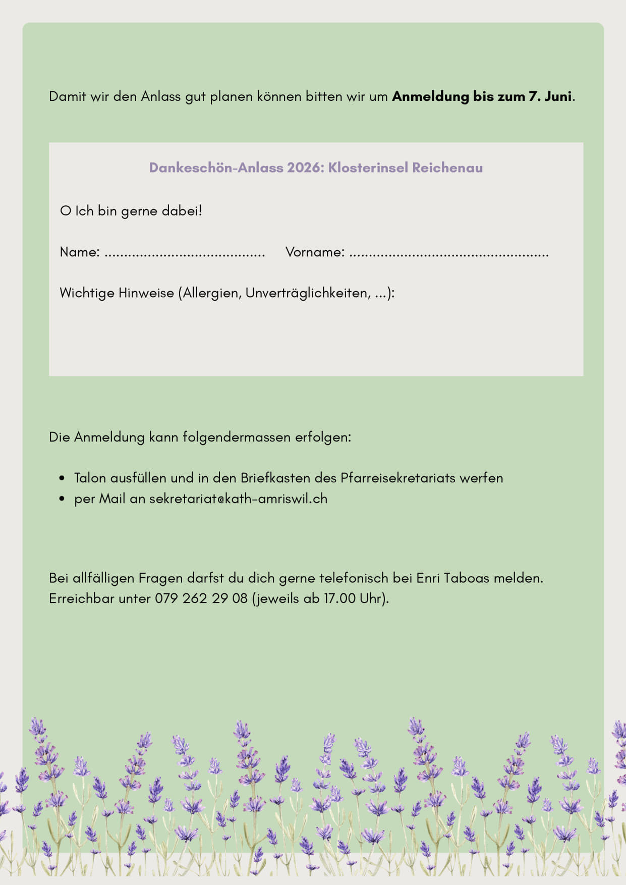 Einladung Mitarbeiteranlass 2026